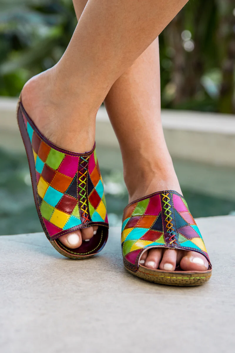 Soffia | Hotline Multi Diamond Patterned Leather Sandal - Image 8
