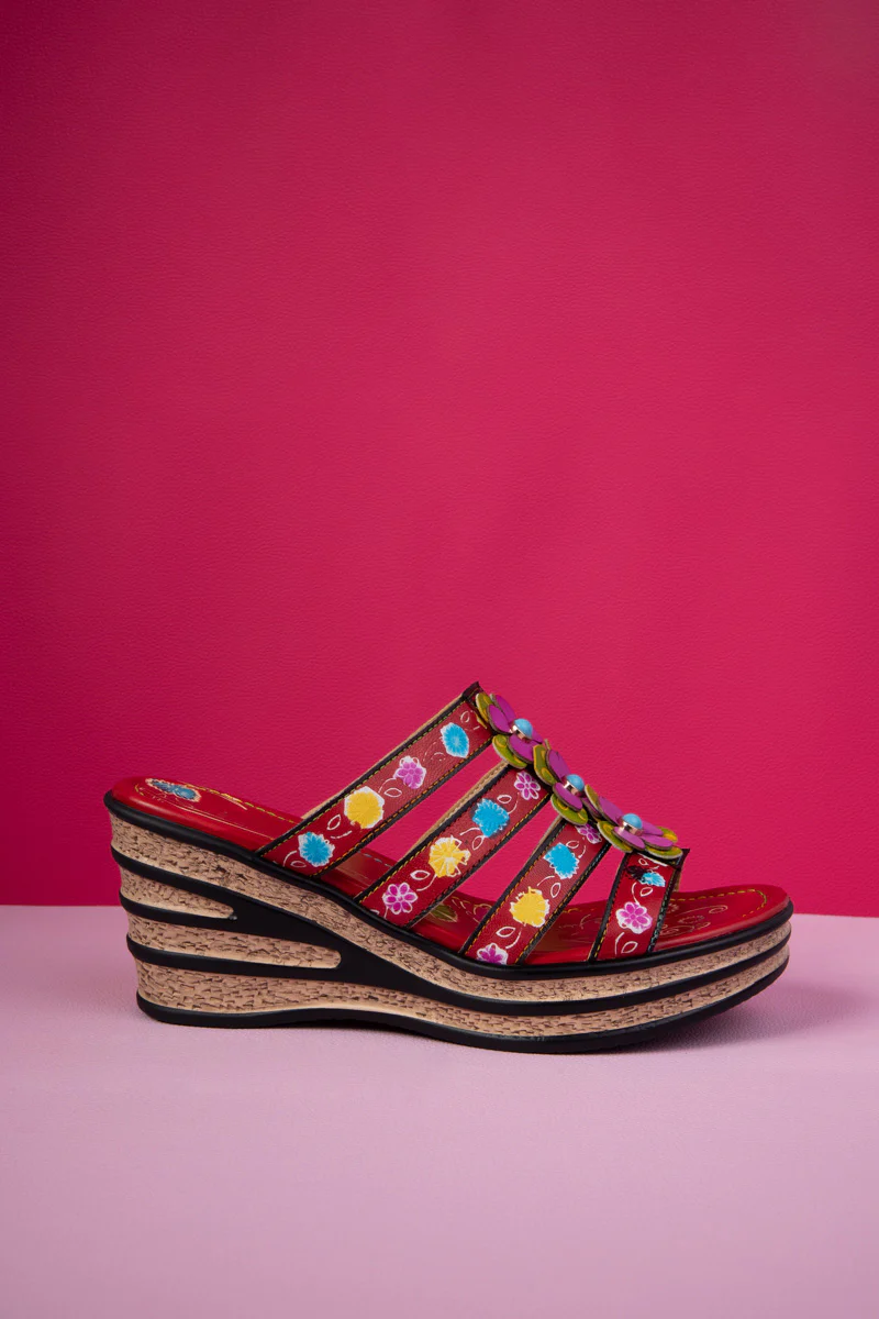 Soffia | In Bloom Floral Embossed Leather Wedge - Image 9