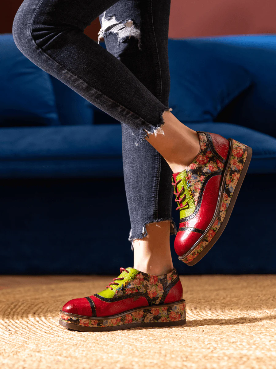 SOFFIA | JANIE FLORAL EMBOSSED LEATHER PLATFORM OXFORD
