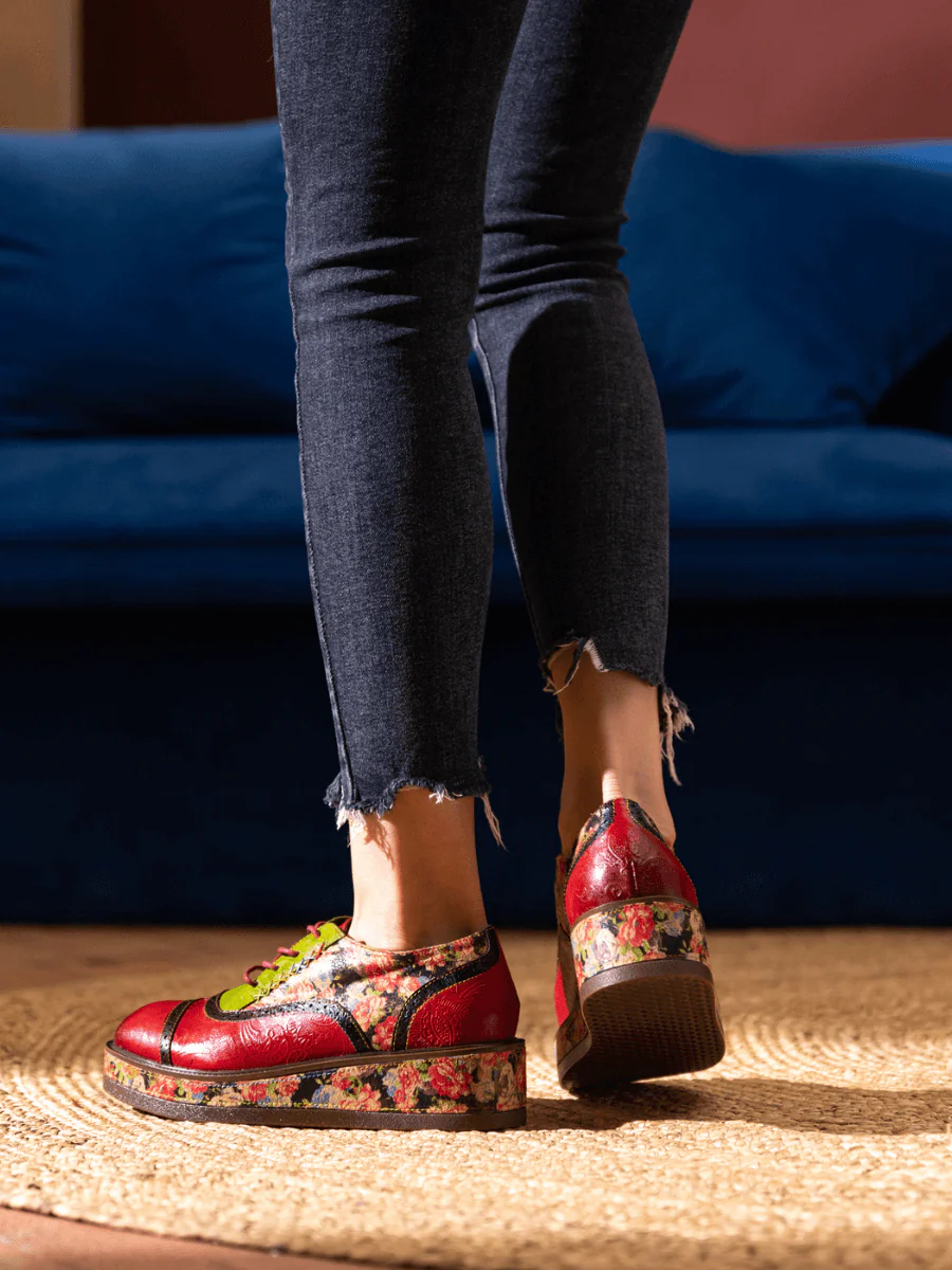 SOFFIA | JANIE FLORAL EMBOSSED LEATHER PLATFORM OXFORD - Image 10