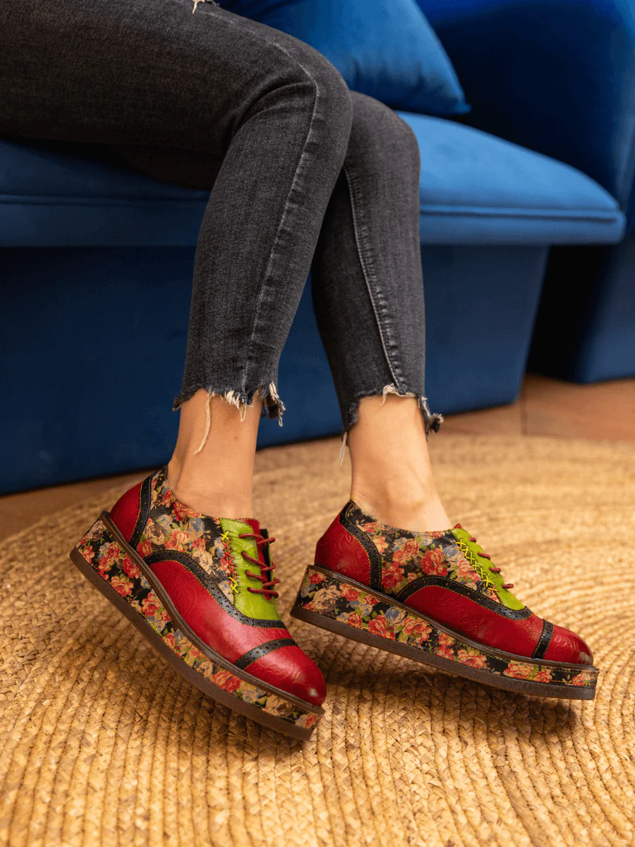 SOFFIA | JANIE FLORAL EMBOSSED LEATHER PLATFORM OXFORD - Image 2