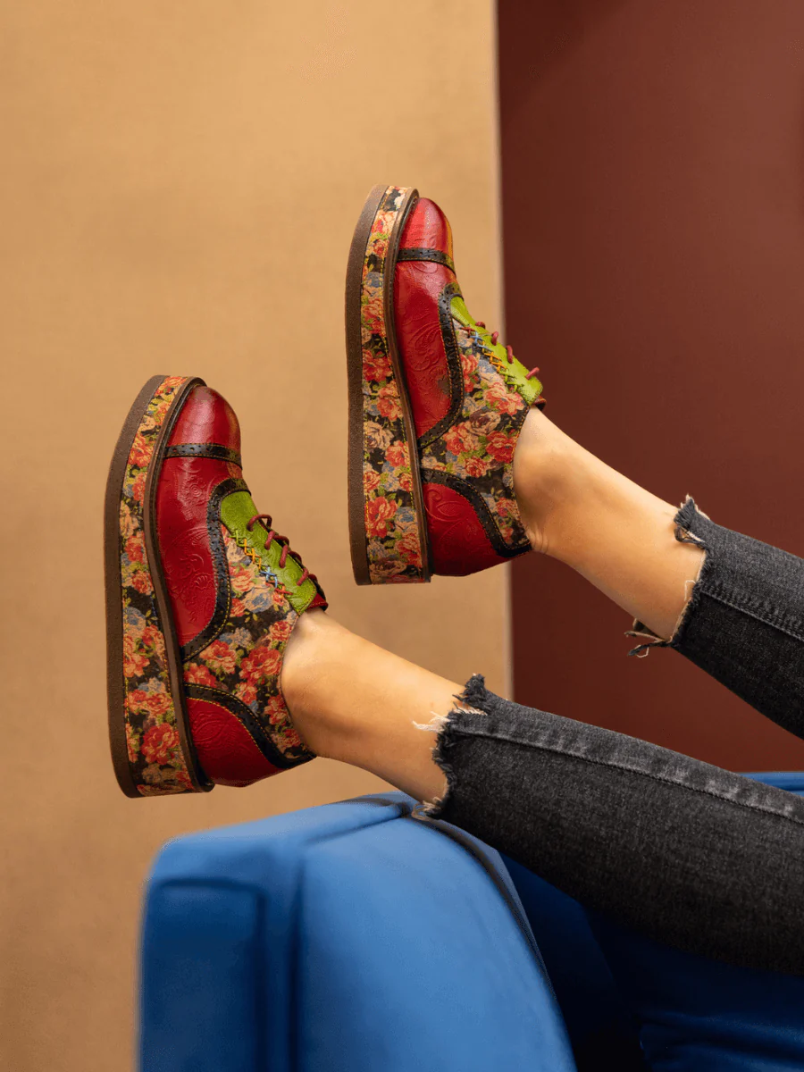 SOFFIA | JANIE FLORAL EMBOSSED LEATHER PLATFORM OXFORD - Image 7