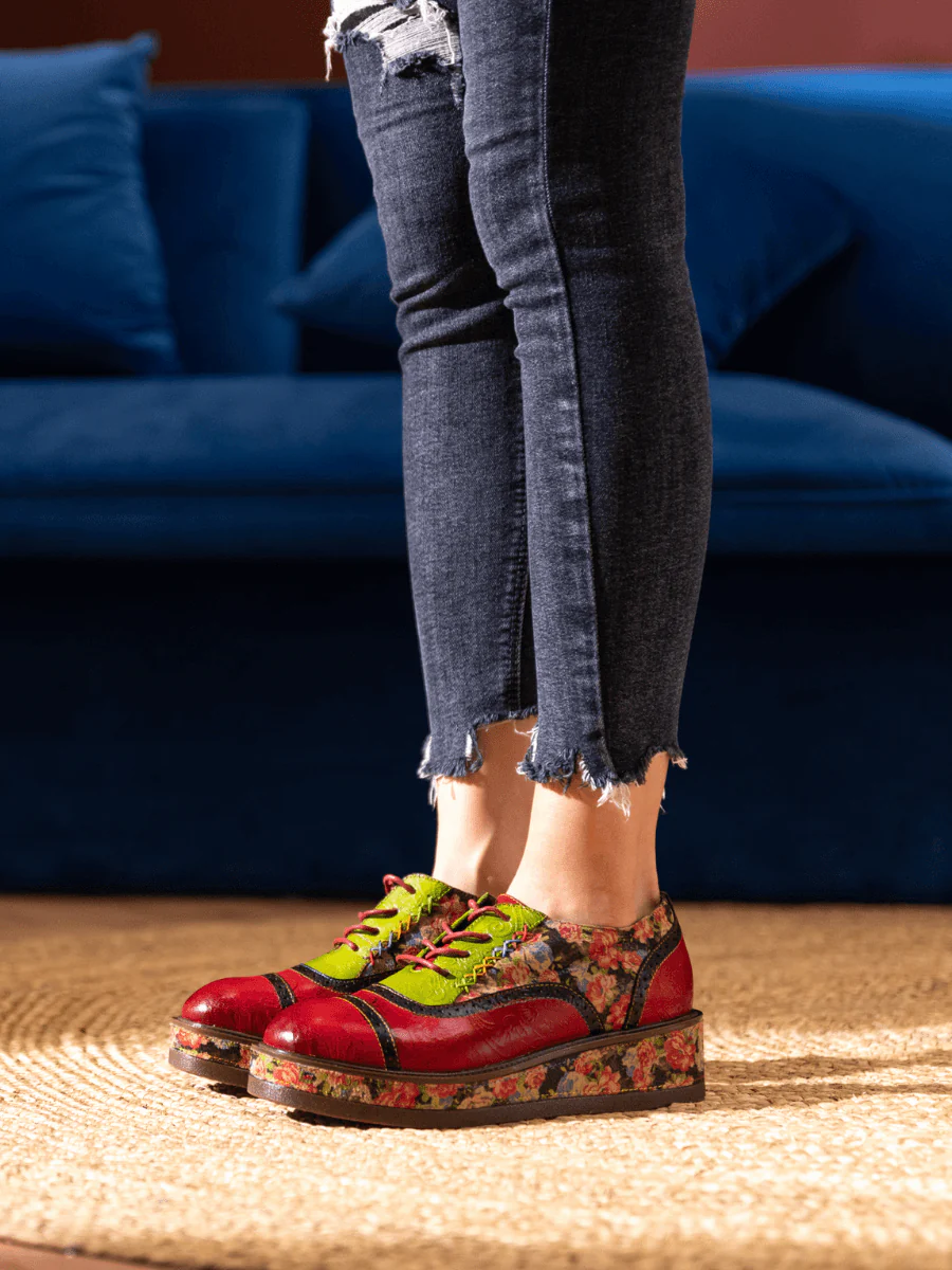 SOFFIA | JANIE FLORAL EMBOSSED LEATHER PLATFORM OXFORD - Image 8