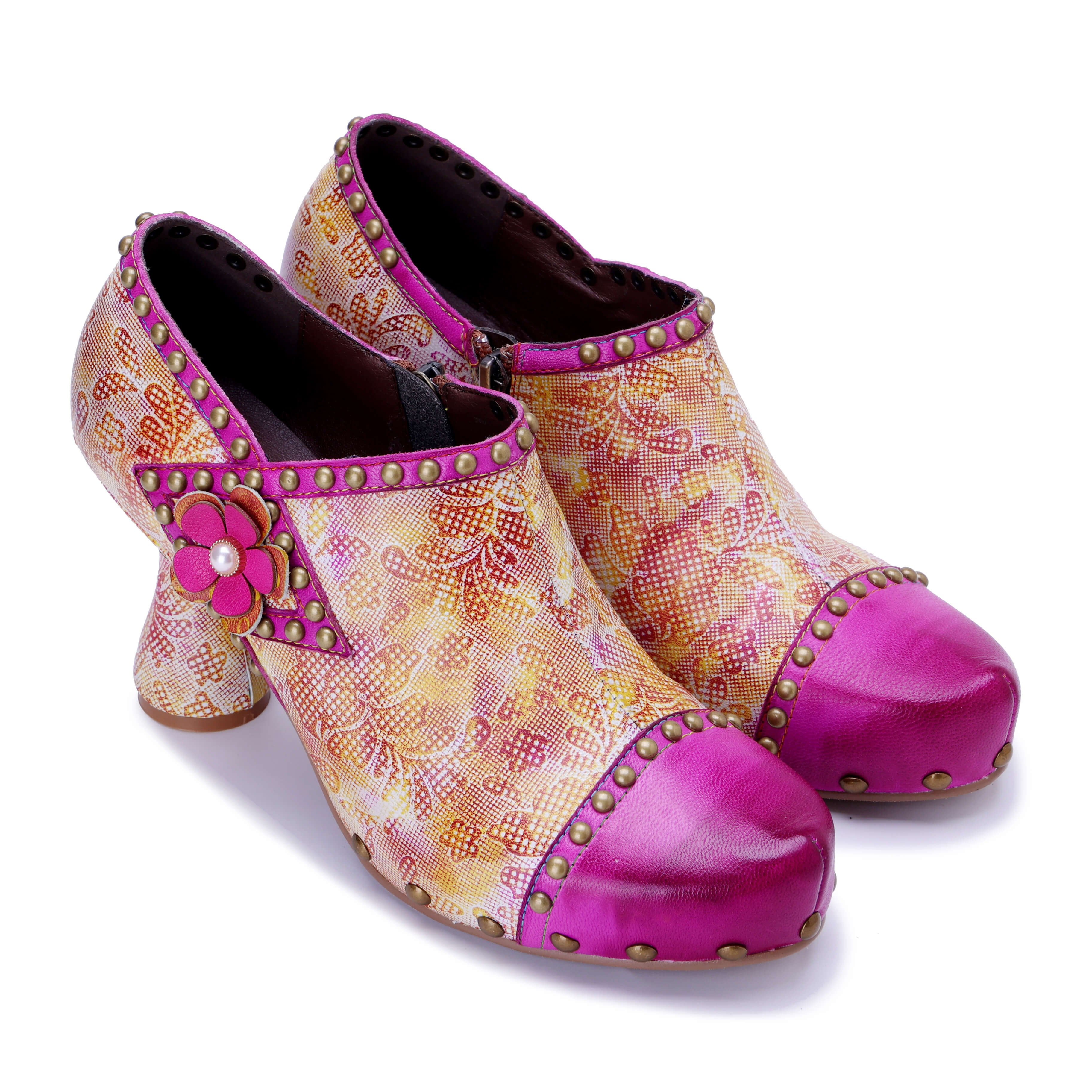 Soffia | Jodie Floral Leather Brogues Booties - Image 4