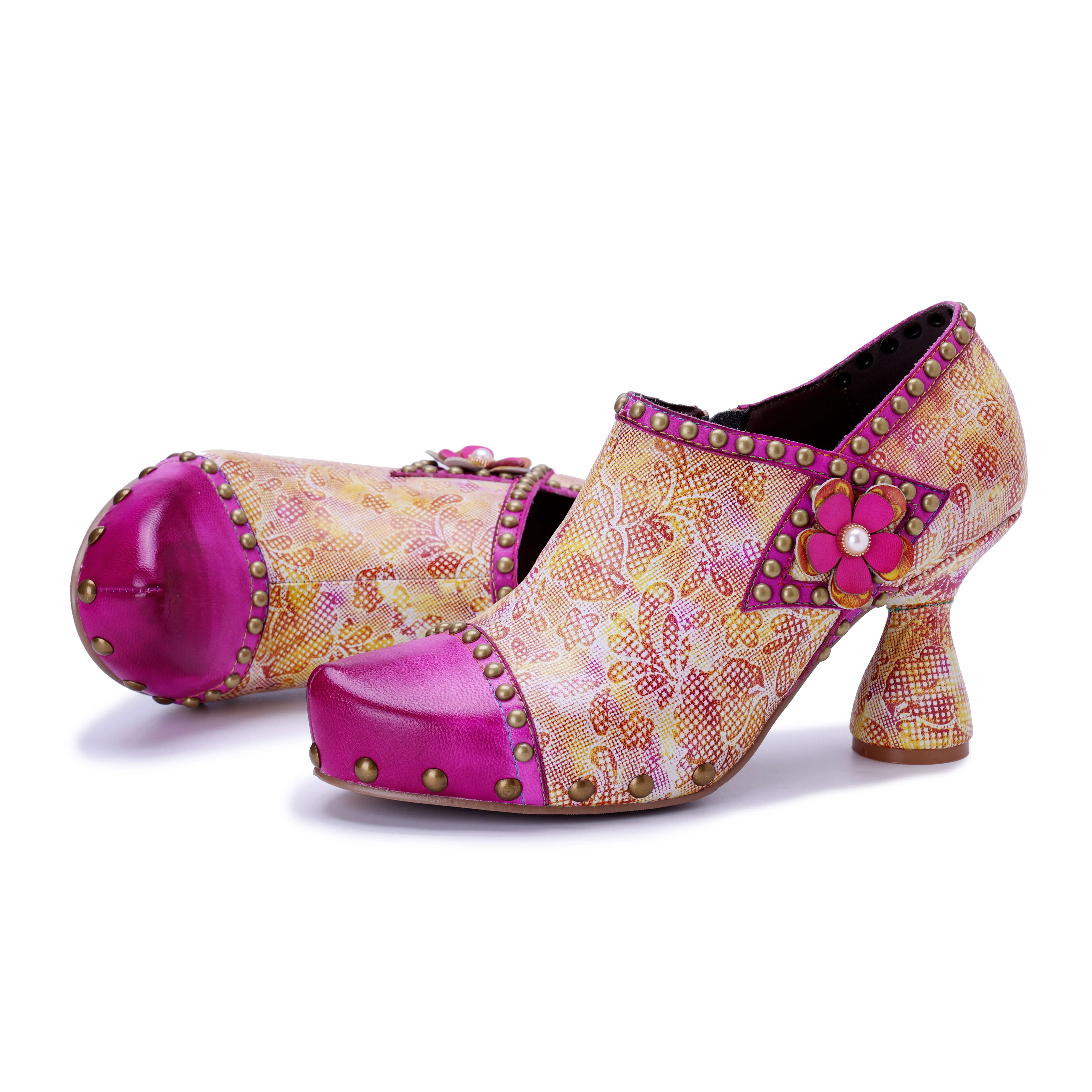 Soffia | Jodie Floral Leather Brogues Booties - Image 6