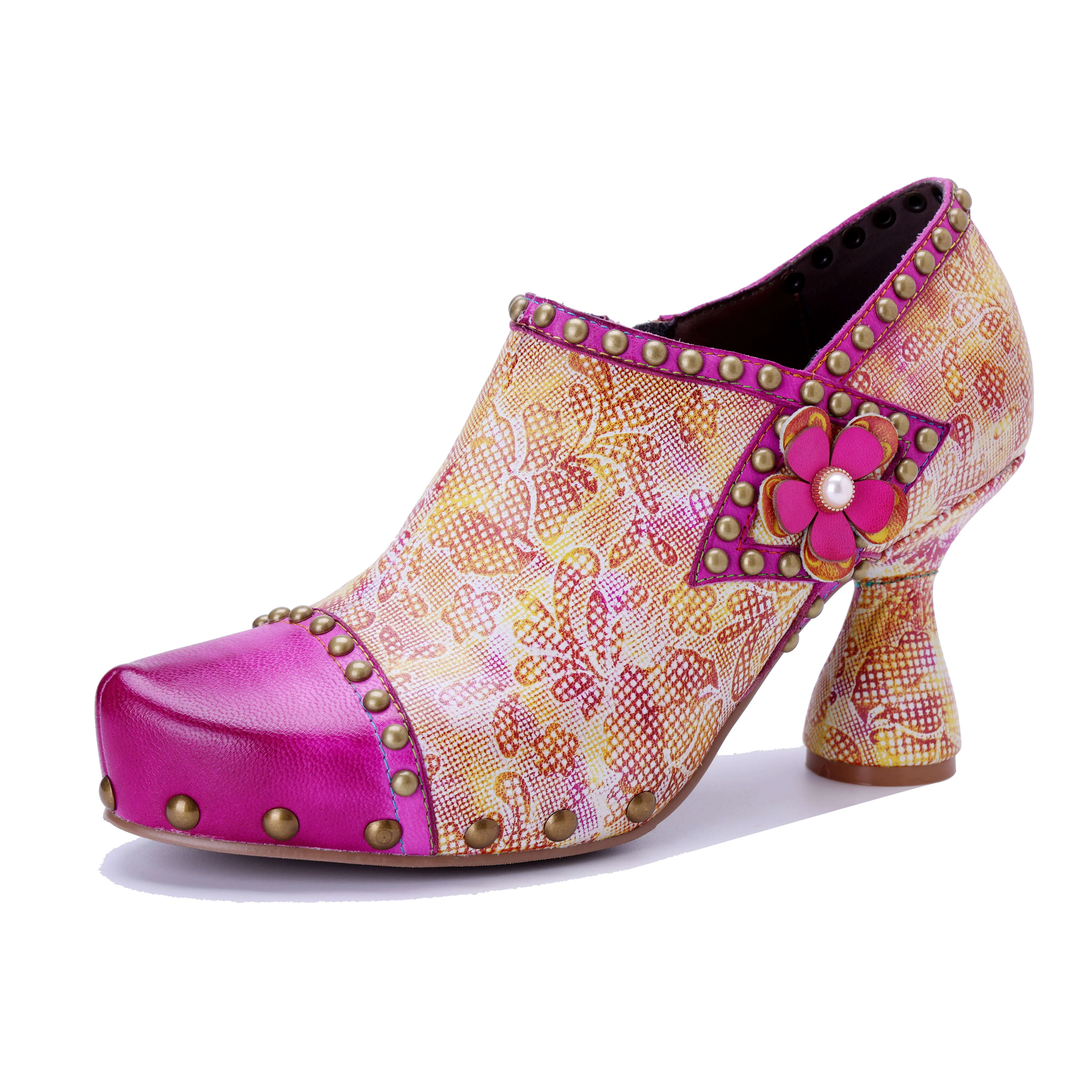 Soffia | Jodie Floral Leather Brogues Booties - Image 7