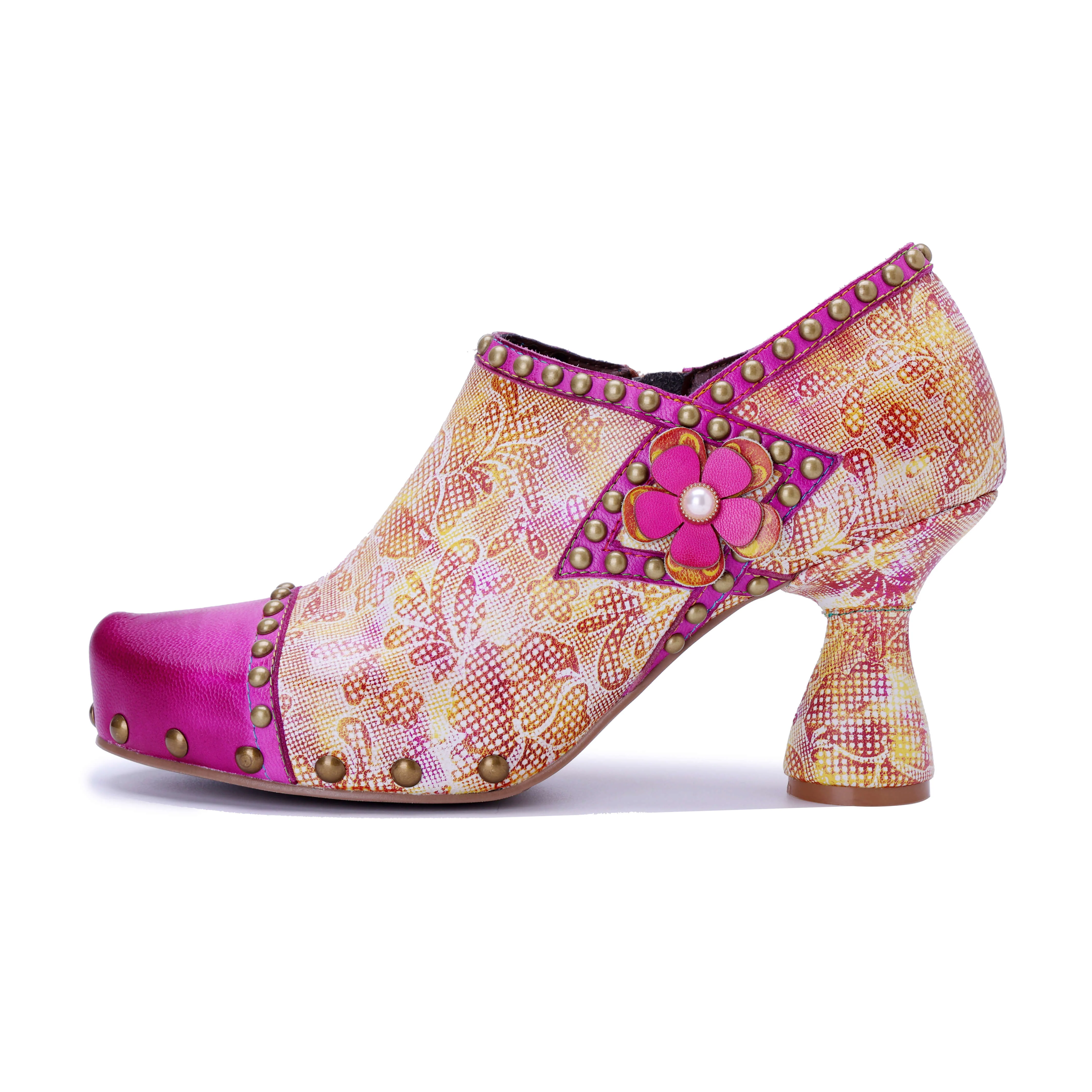 Soffia | Jodie Floral Leather Brogues Booties - Image 8