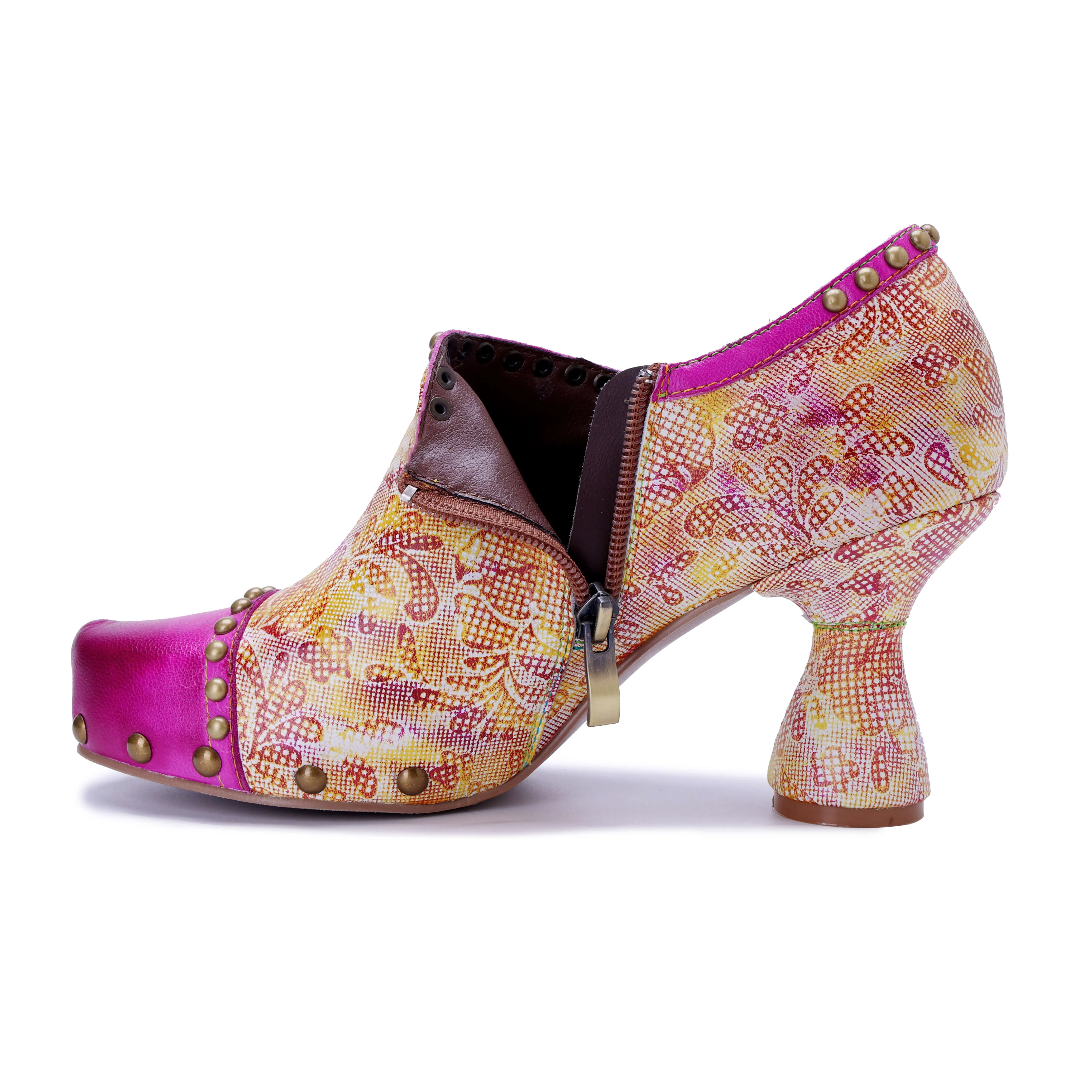 Soffia | Jodie Floral Leather Brogues Booties - Image 9
