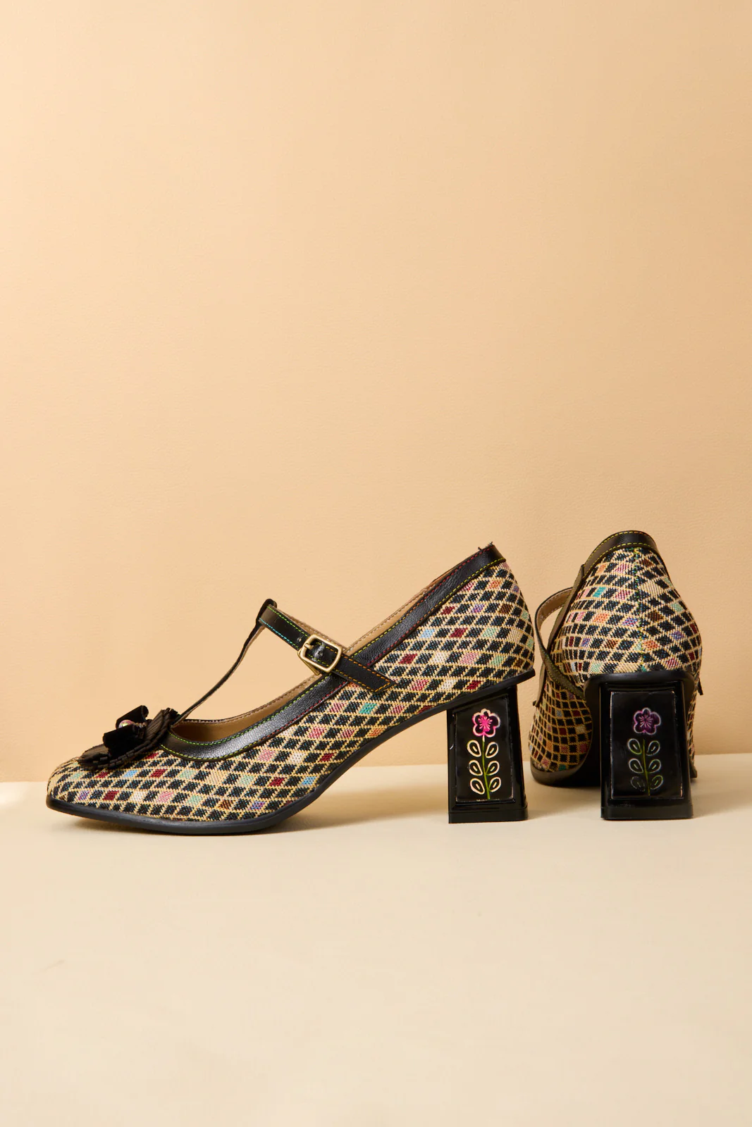 Soffia | Kaylum Diamond Print T-Strap Pump - Image 11