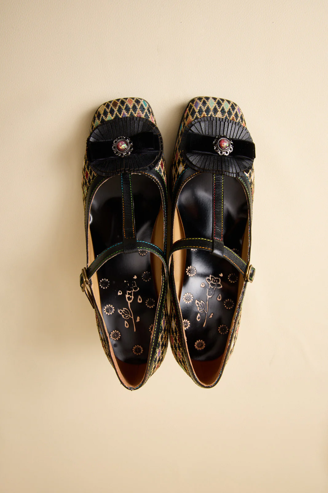 Soffia | Kaylum Diamond Print T-Strap Pump - Image 12
