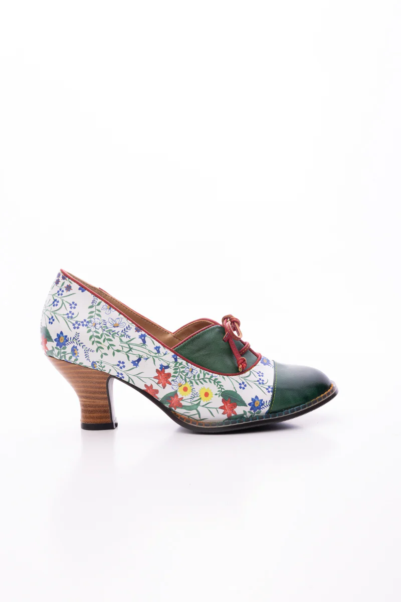 SOFFIA | LILY FLORAL KITTEN HEEL LEATHER PUMP - Image 11