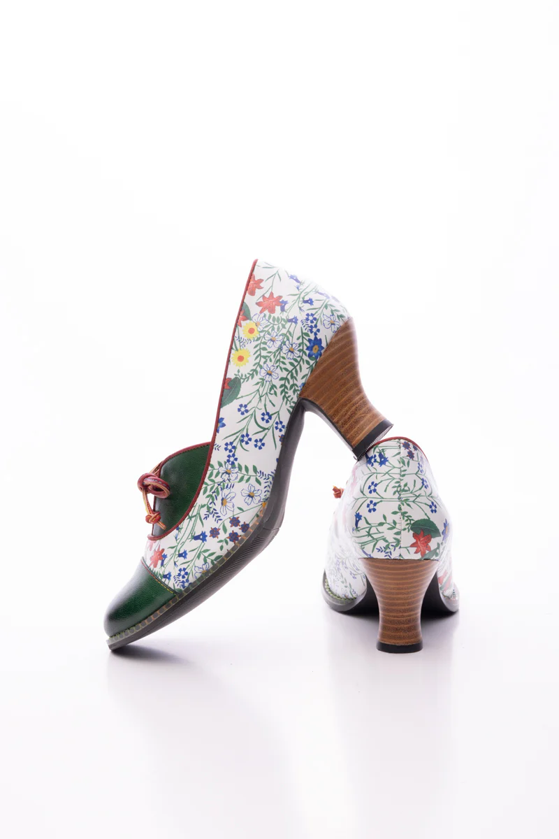 SOFFIA | LILY FLORAL KITTEN HEEL LEATHER PUMP - Image 12