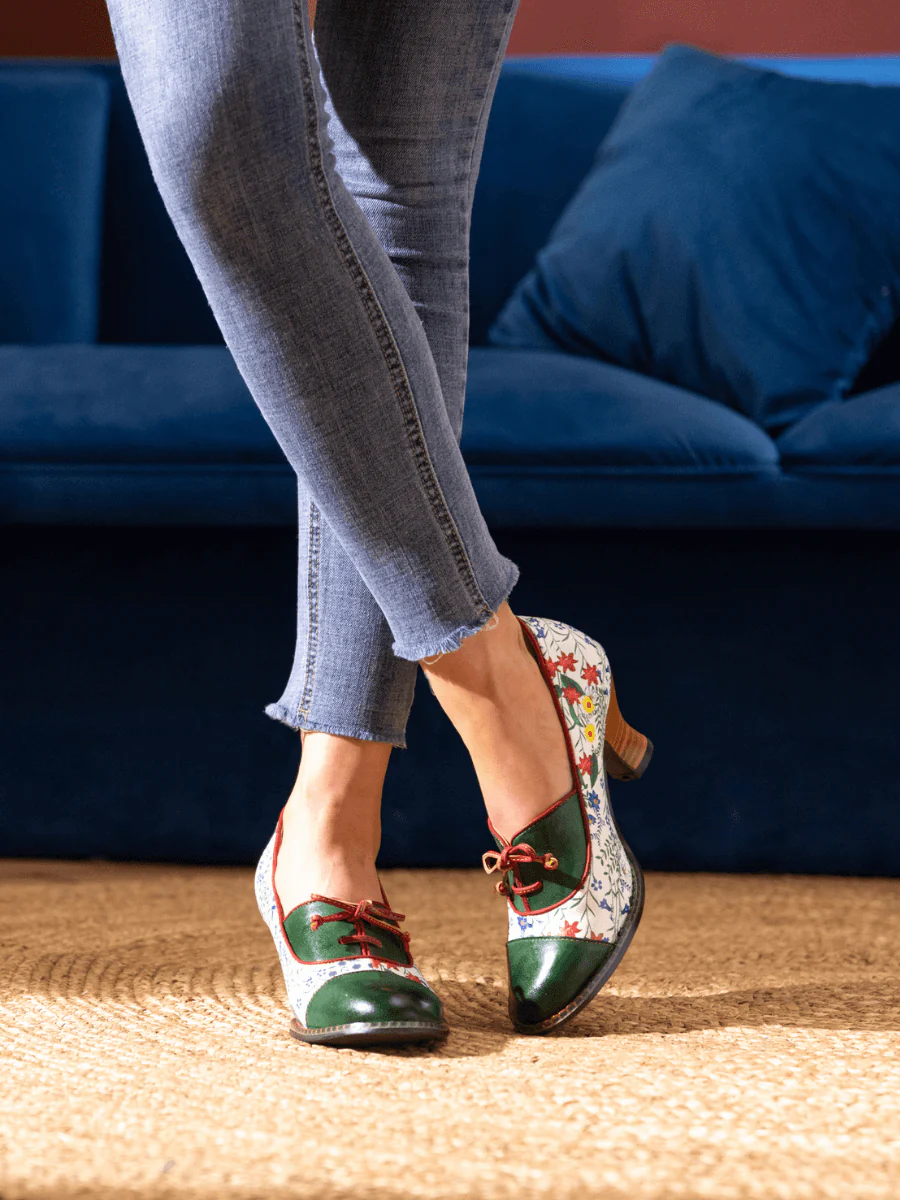 SOFFIA | LILY FLORAL KITTEN HEEL LEATHER PUMP - Image 3