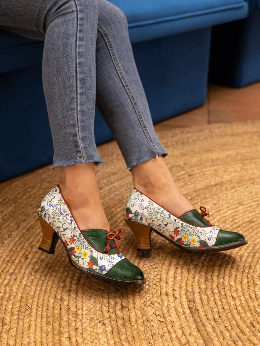 SOFFIA | LILY FLORAL KITTEN HEEL LEATHER PUMP - Image 7