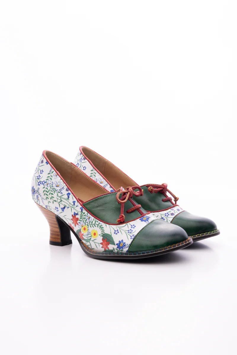 SOFFIA | LILY FLORAL KITTEN HEEL LEATHER PUMP - Image 9