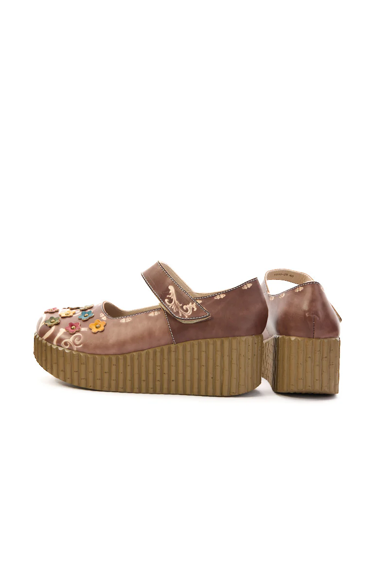 Soffia | Lively Poppy Leather Wedge Mary Jane - Image 10