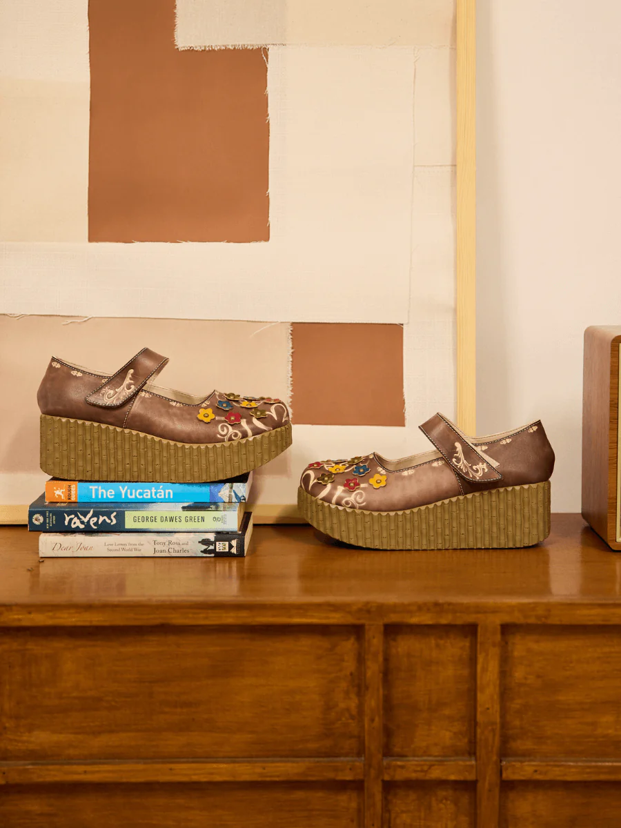 Soffia | Lively Poppy Leather Wedge Mary Jane - Image 6