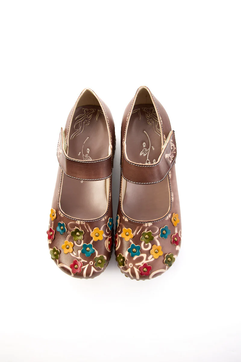 Soffia | Lively Poppy Leather Wedge Mary Jane - Image 7