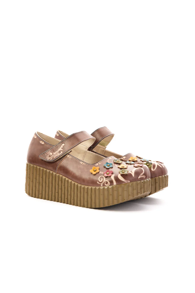 Soffia | Lively Poppy Leather Wedge Mary Jane - Image 8