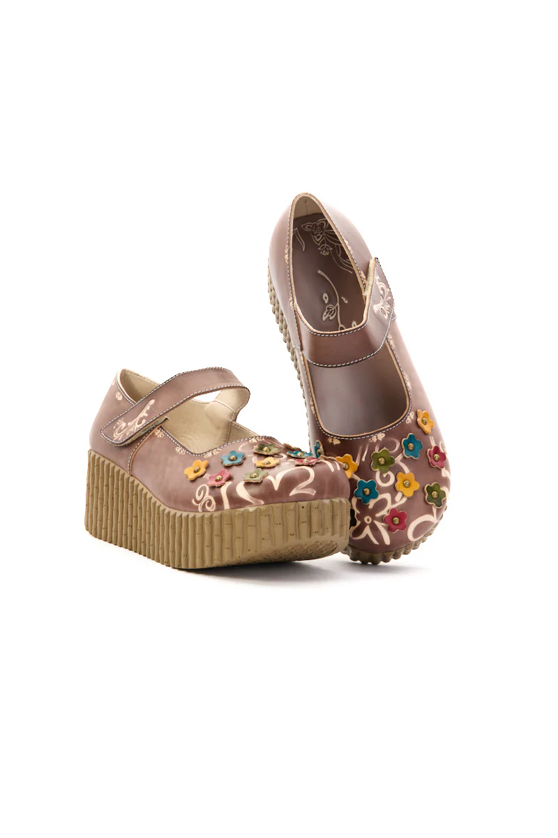Soffia | Lively Poppy Leather Wedge Mary Jane - Image 9