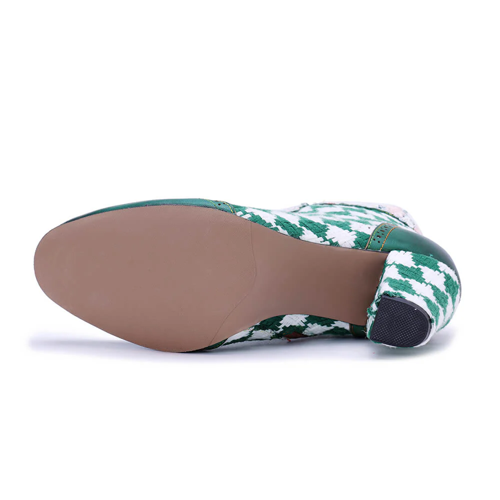 Soffia | Lovers Check Lace Trim Leather Oxford Booties - Image 10