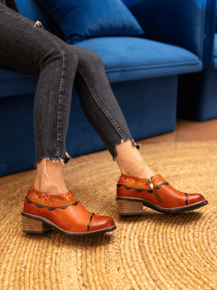 SOFFIA | LUMI FLORAL ANKLE WASHED LEATHER PUMP - Image 3