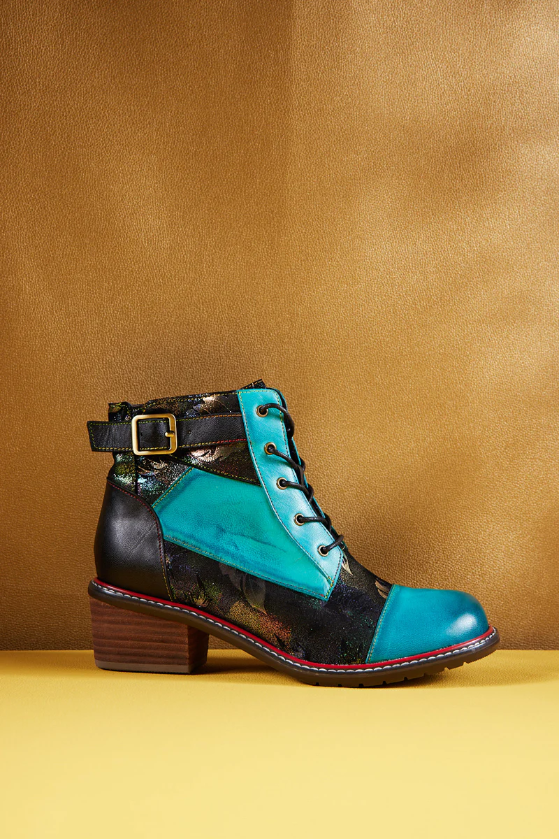 Soffia | Macie Glam Floral Leather Ankle Boots - Image 10