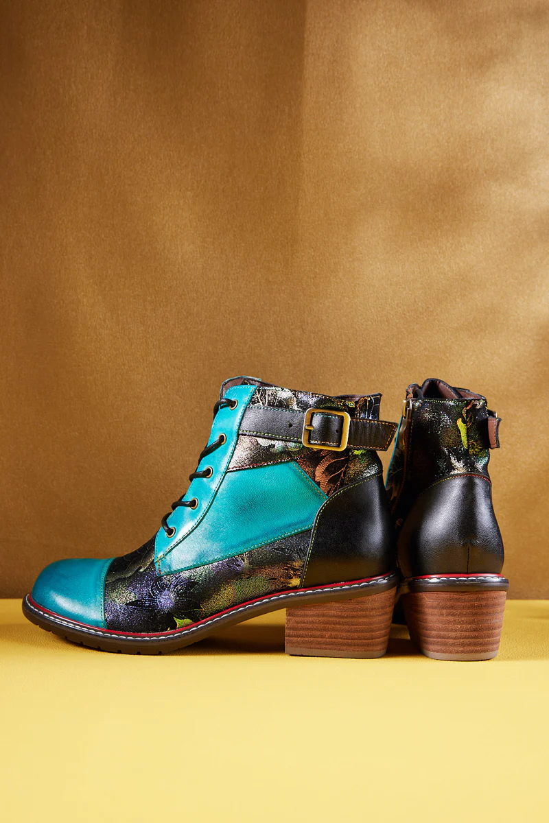 Soffia | Macie Glam Floral Leather Ankle Boots - Image 11