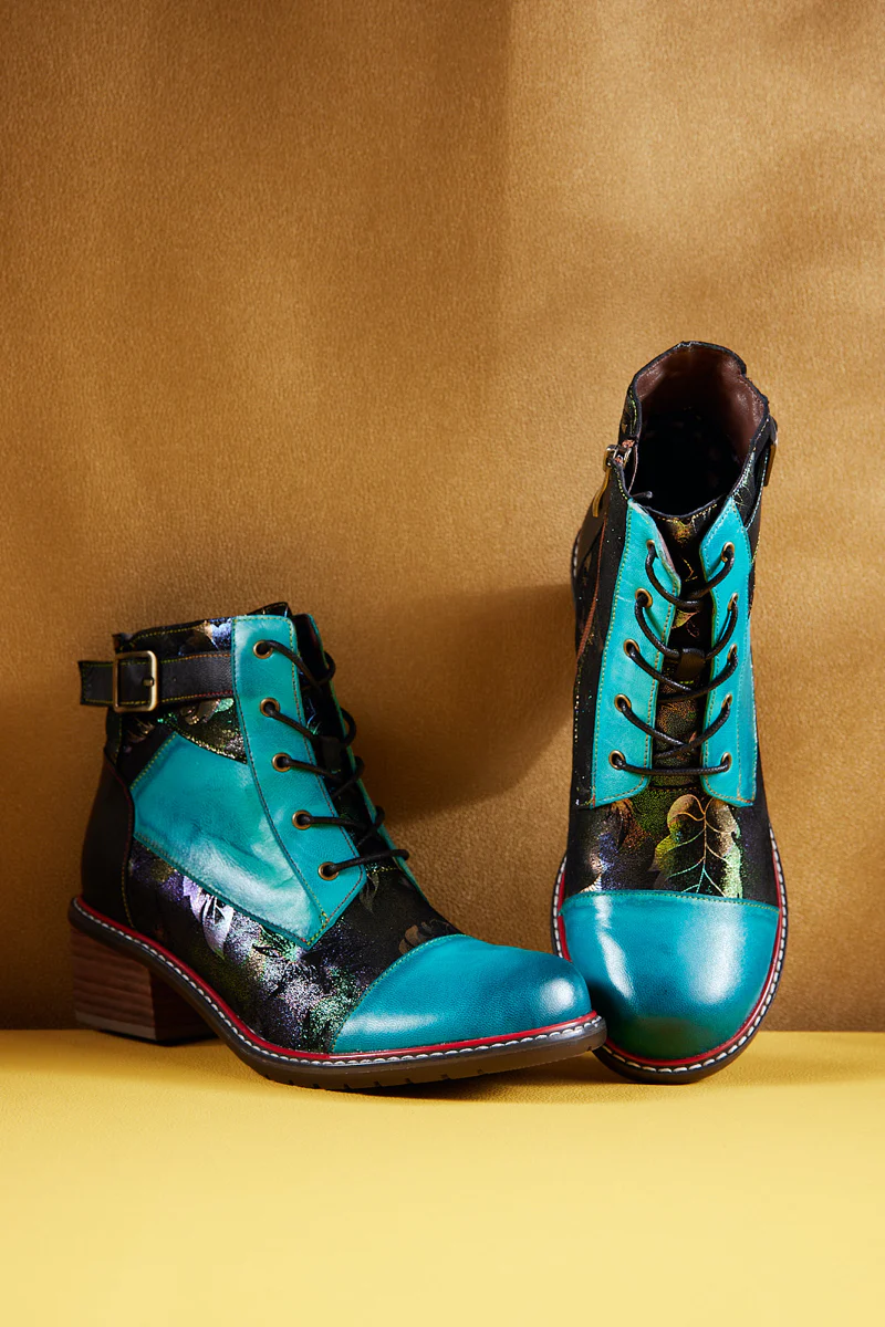 Soffia | Macie Glam Floral Leather Ankle Boots - Image 8