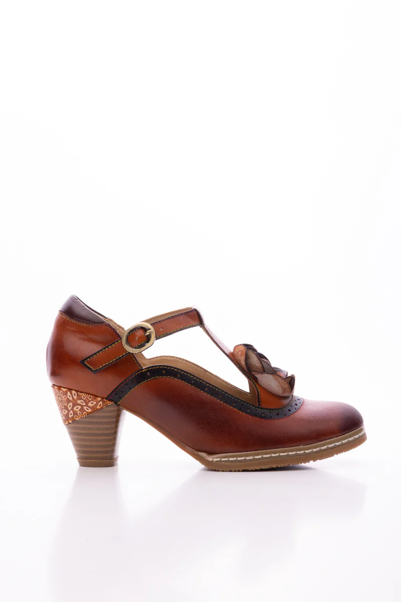 SOFFIA | MEET ME UNDER ROSE LEATHER T-STRAP SANDAL - Image 11
