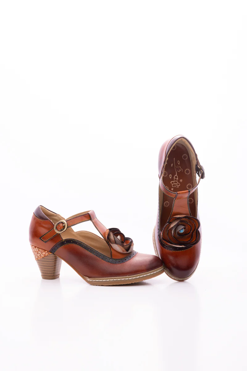 SOFFIA | MEET ME UNDER ROSE LEATHER T-STRAP SANDAL - Image 12