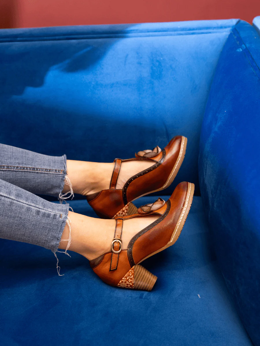 SOFFIA | MEET ME UNDER ROSE LEATHER T-STRAP SANDAL - Image 3