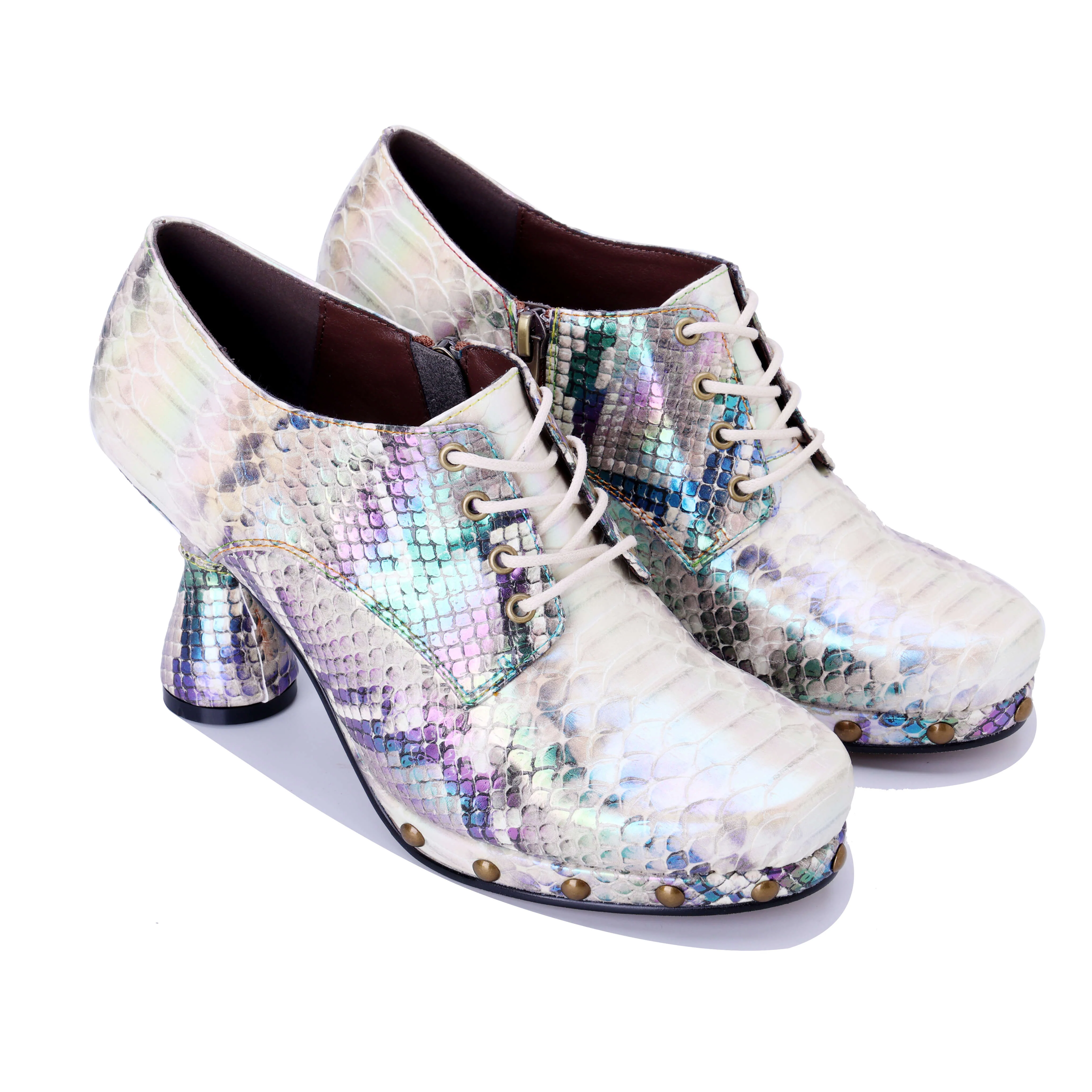 Soffia | Mermaid On The Way Leather Brogues Booties - Image 2