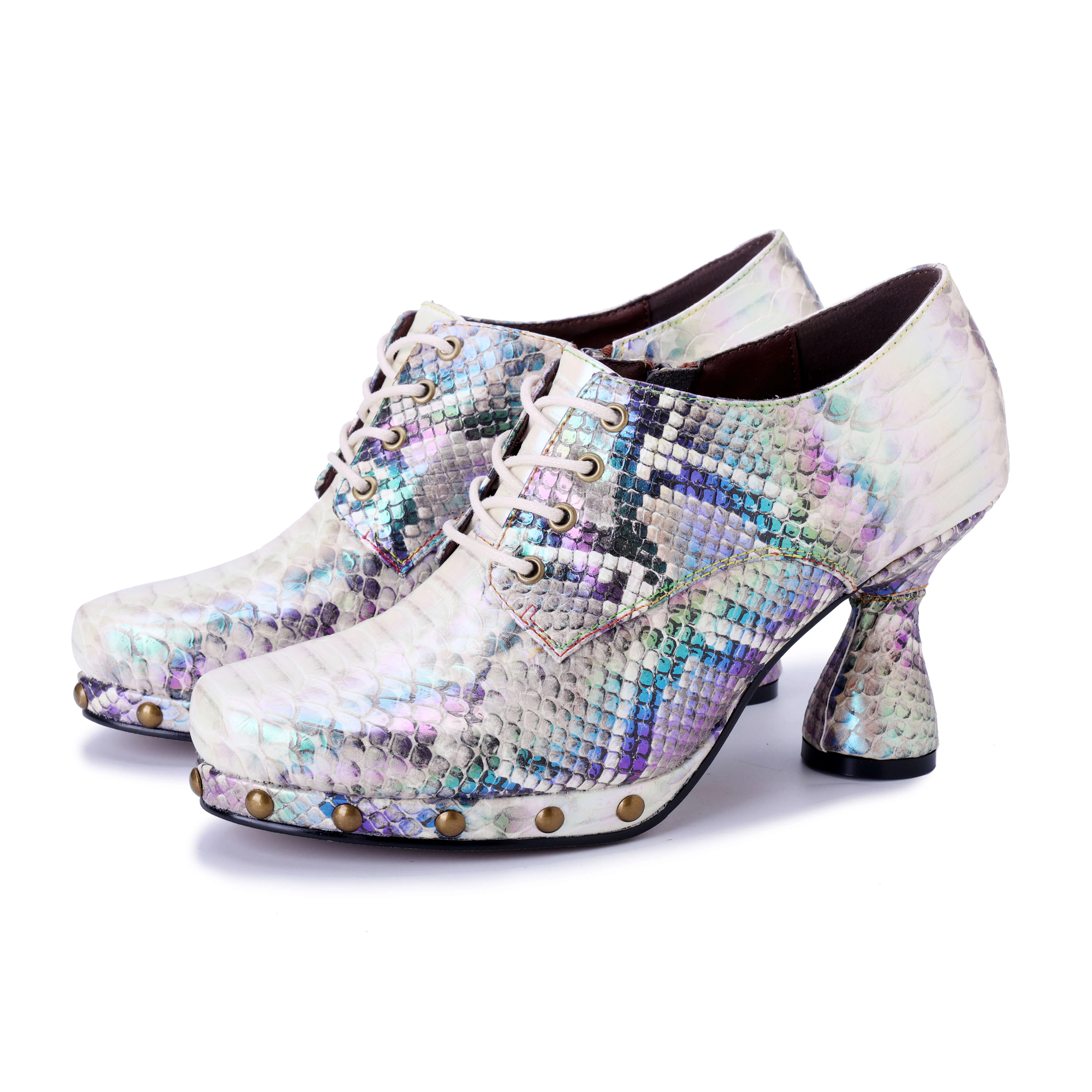 Soffia | Mermaid On The Way Leather Brogues Booties - Image 5
