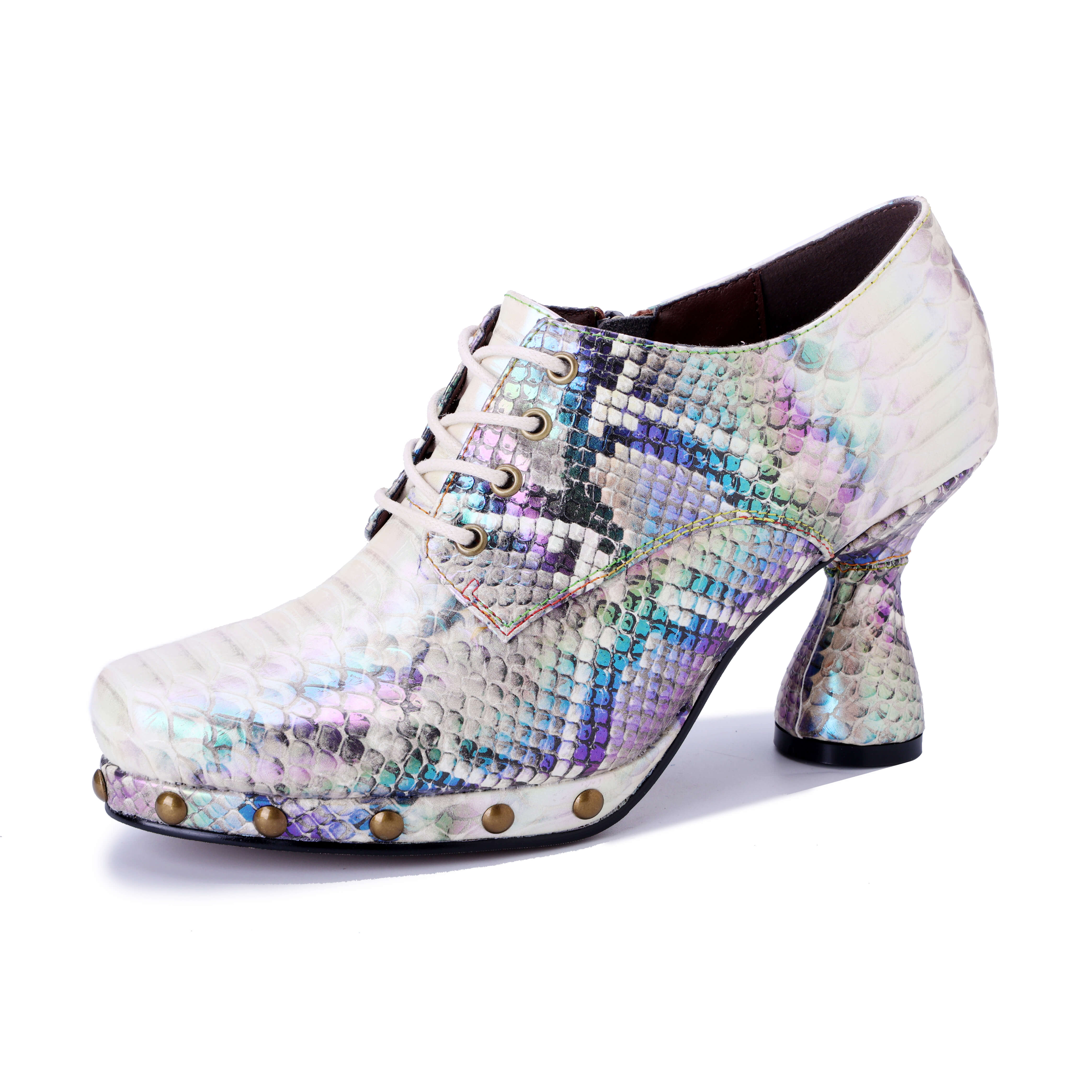 Soffia | Mermaid On The Way Leather Brogues Booties - Image 7