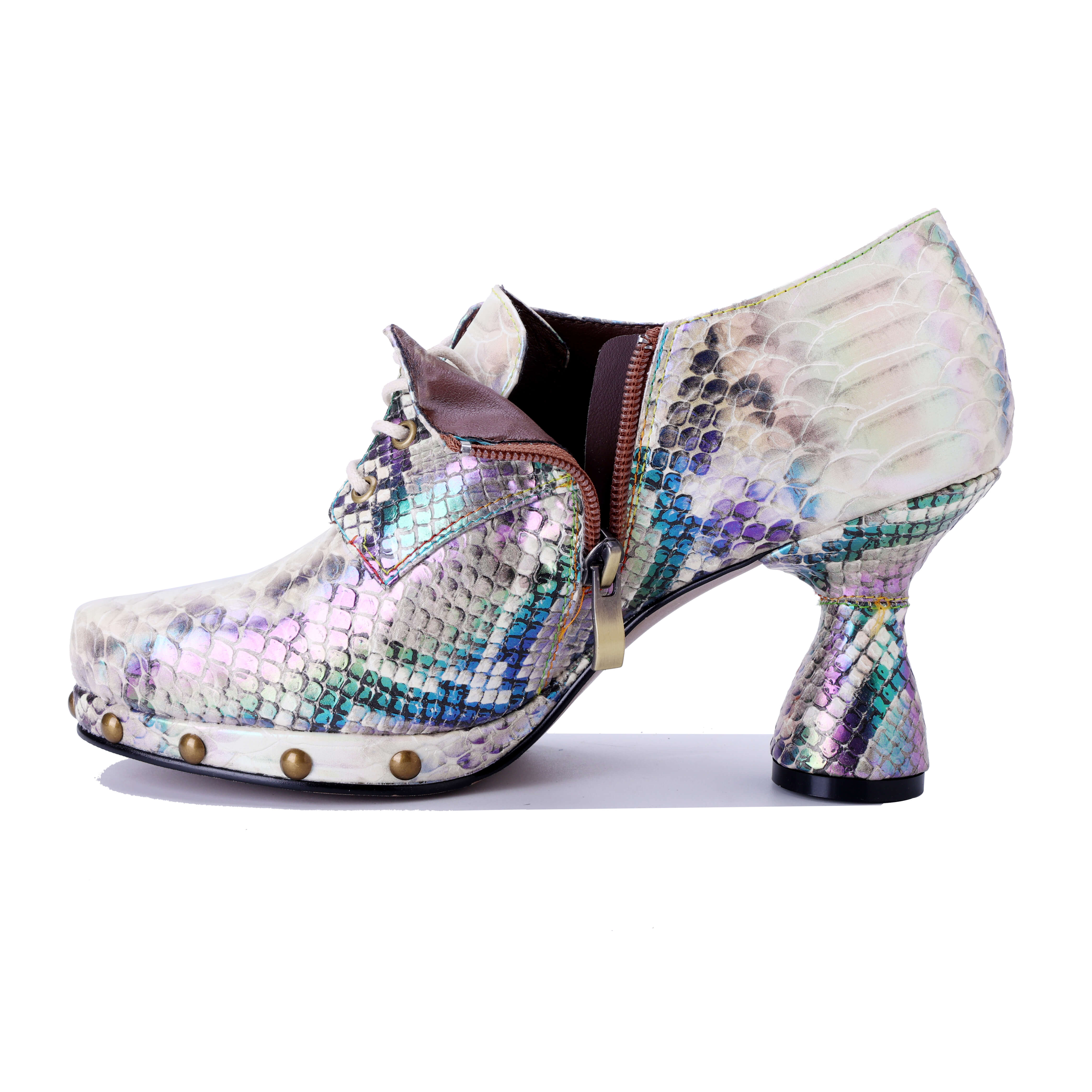 Soffia | Mermaid On The Way Leather Brogues Booties - Image 9