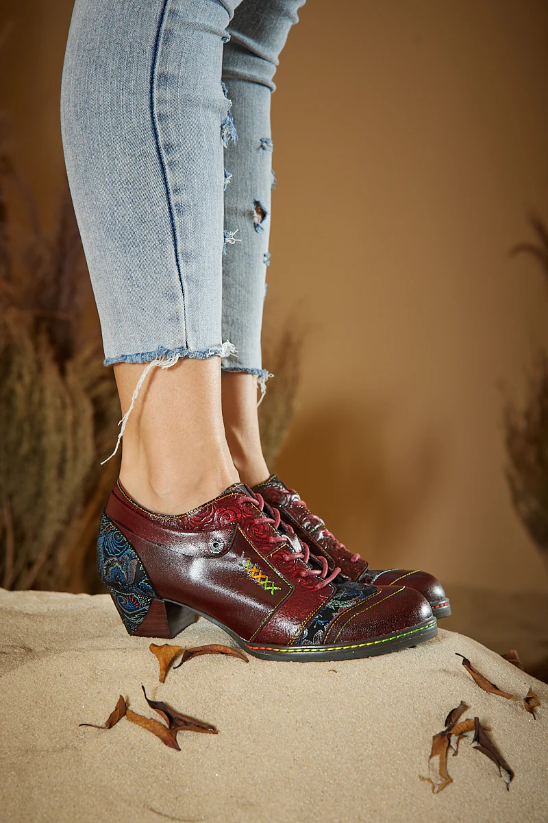 Soffia | Messina Rose Embossed Leather Oxford - Image 4
