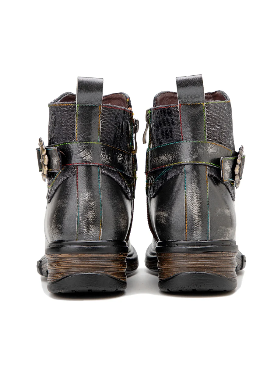SOFFIA | Meteorite Floral Embossed Leather Chelsea Boot - Image 11