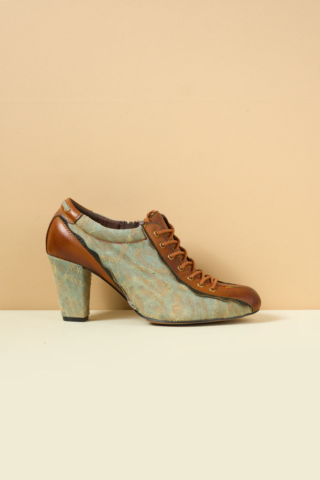 Soffia | Meye Vintage Canvas Rips Leather Brogues - Image 11
