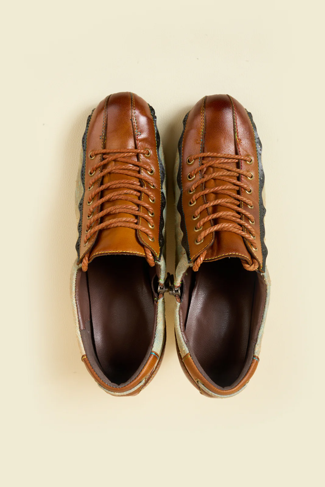 Soffia | Meye Vintage Canvas Rips Leather Brogues - Image 13