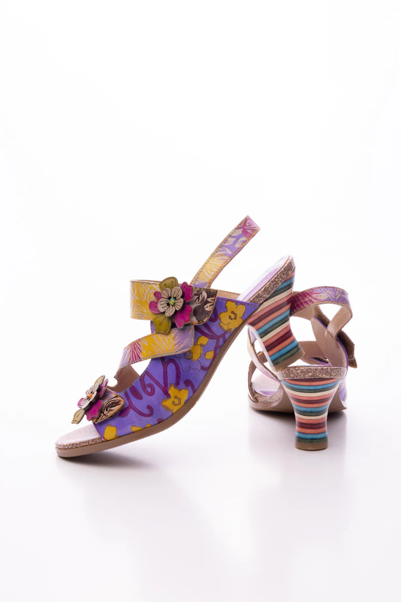 SOFFIA | MIDNIGHT SOL FLORAL LEATHER SLINGBACK SANDAL - Image 12