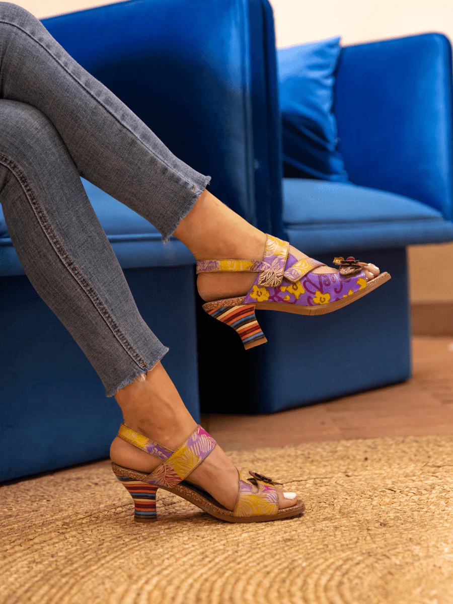 SOFFIA | MIDNIGHT SOL FLORAL LEATHER SLINGBACK SANDAL - Image 3