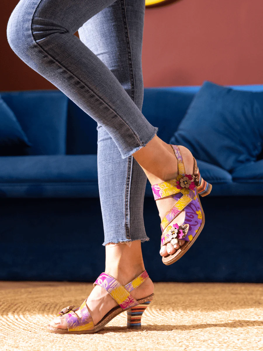 SOFFIA | MIDNIGHT SOL FLORAL LEATHER SLINGBACK SANDAL - Image 5