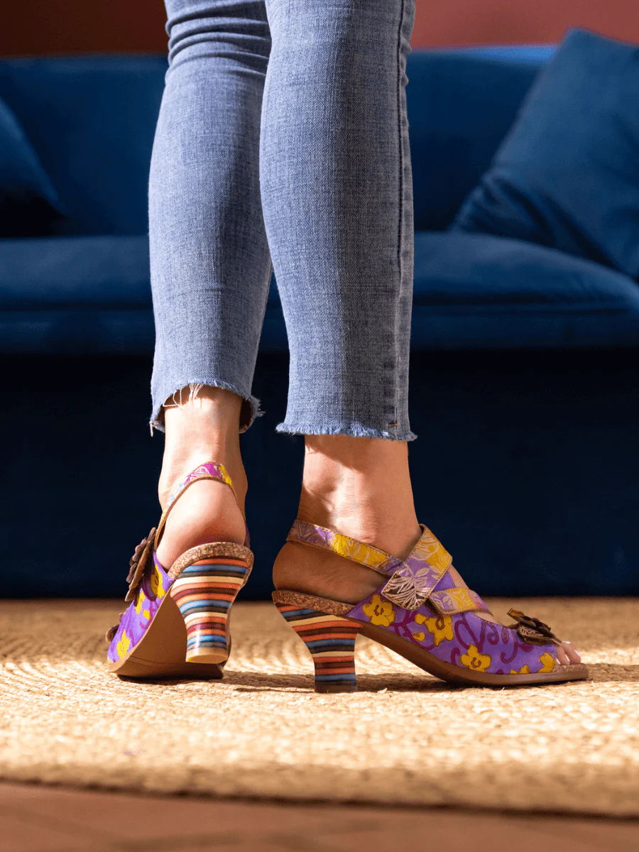 SOFFIA | MIDNIGHT SOL FLORAL LEATHER SLINGBACK SANDAL - Image 8