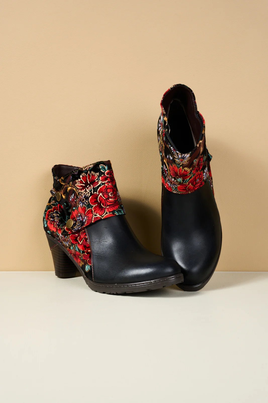 Soffia | Miena Floral Jacquard Leather Ankle Boots - Image 10