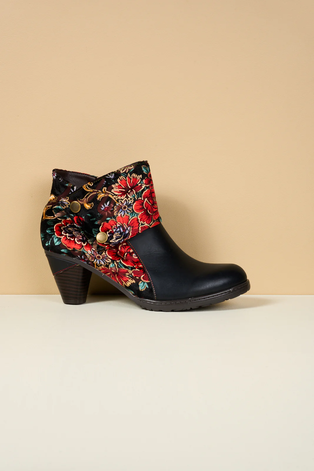 Soffia | Miena Floral Jacquard Leather Ankle Boots - Image 11