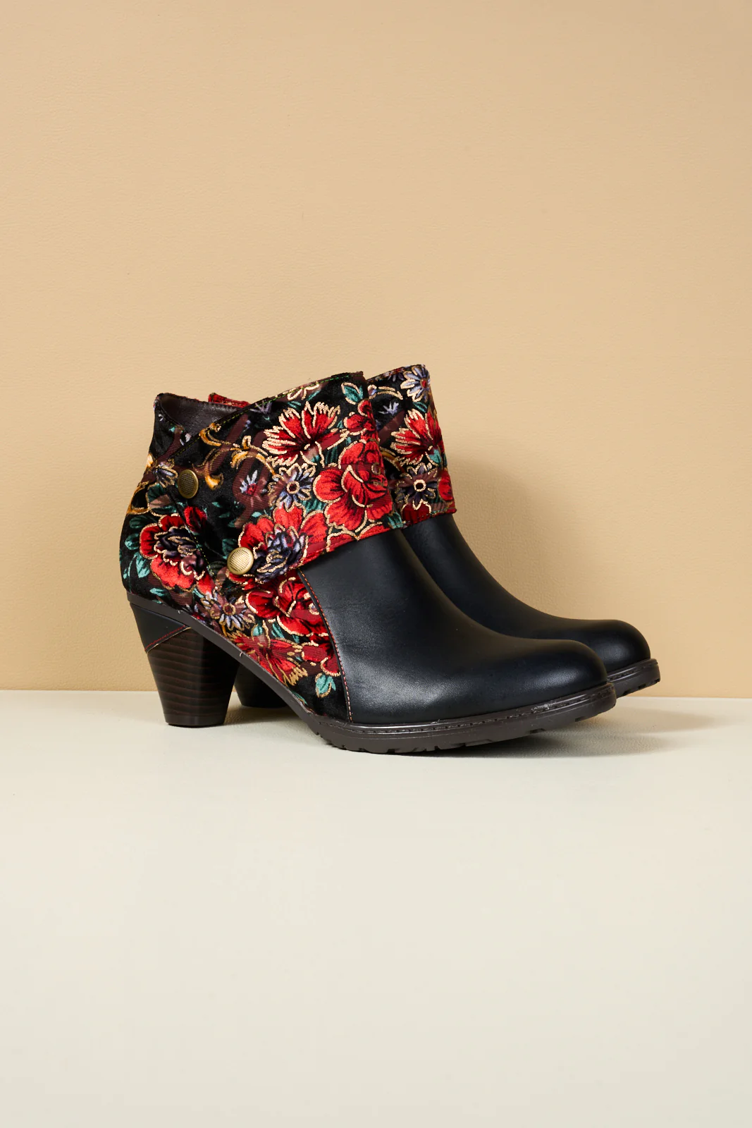Soffia | Miena Floral Jacquard Leather Ankle Boots - Image 9