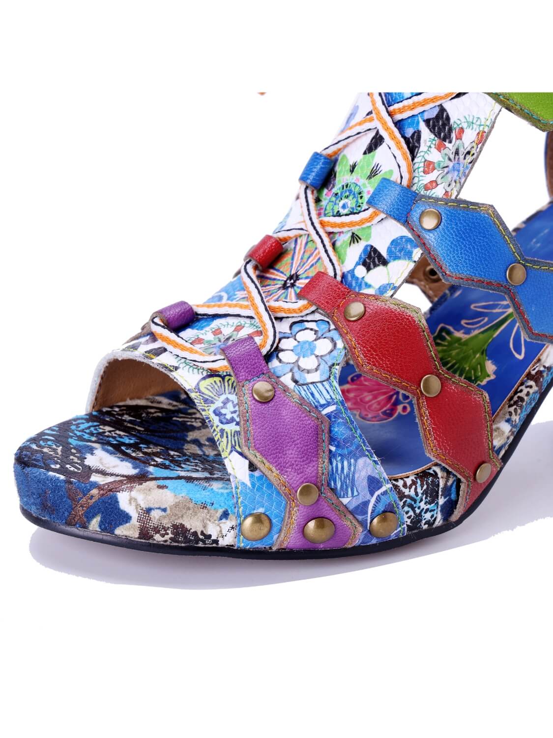 Soffia | Modern Day Color Leather Studded Heels - Image 11