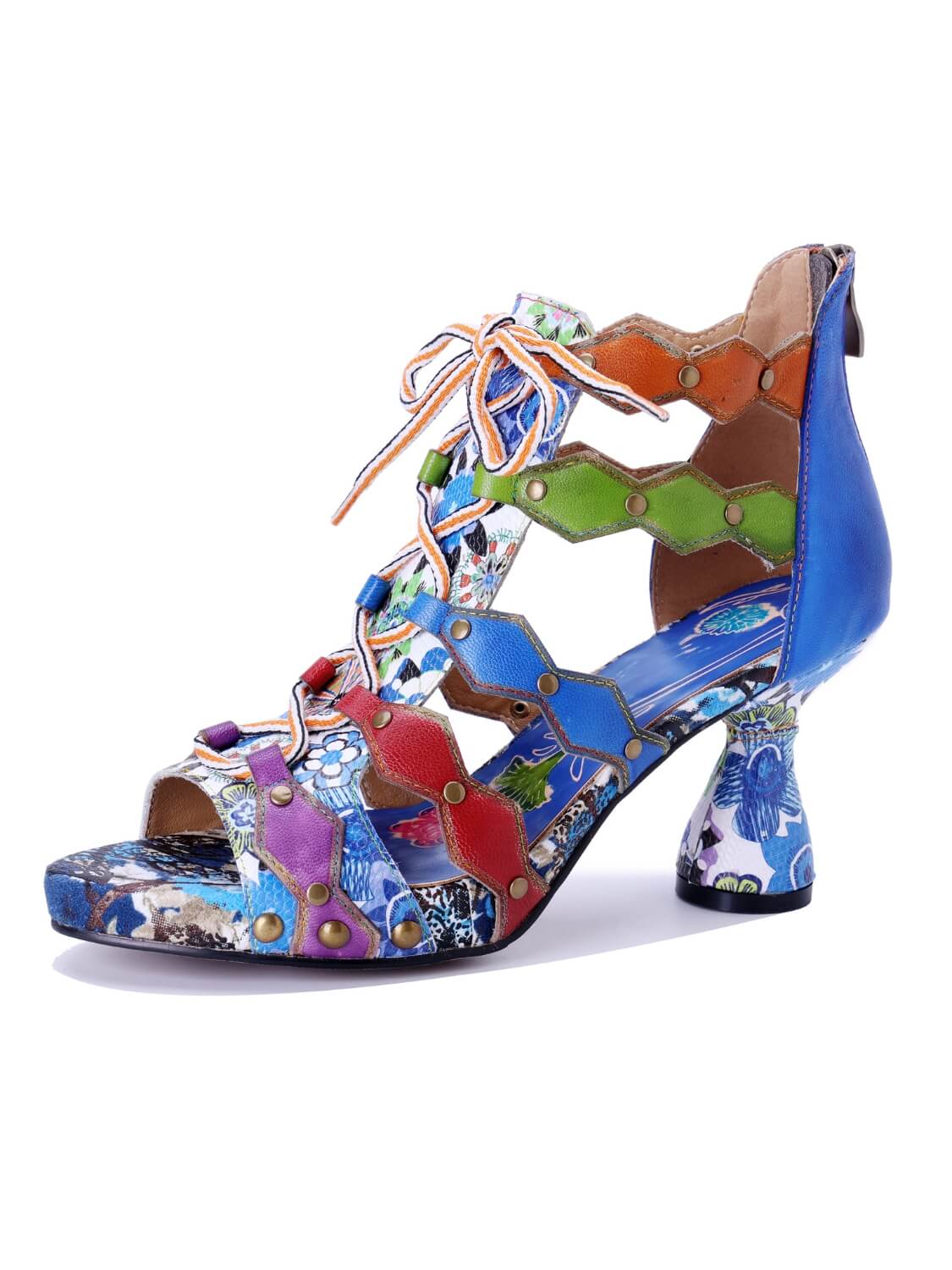 Soffia | Modern Day Color Leather Studded Heels - Image 2