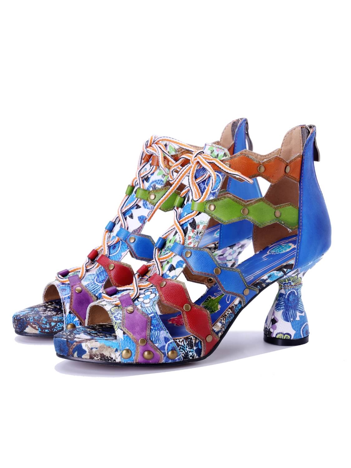 Soffia | Modern Day Color Leather Studded Heels - Image 6